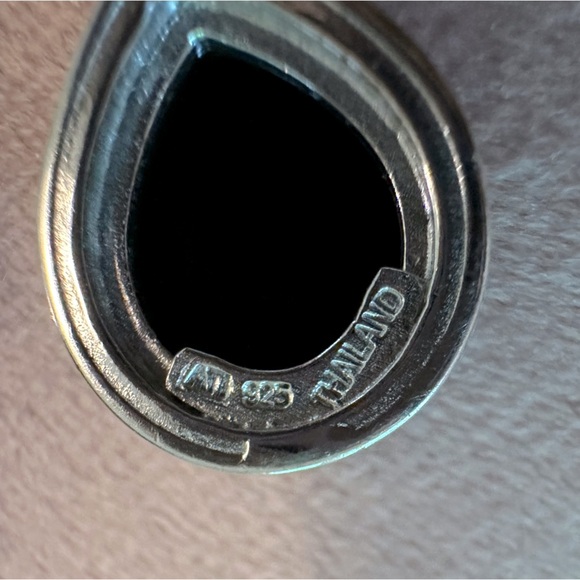 Sterling Silver Black Onyx Teardrop Dangle Earrings French Wire Classic - Picture 7 of 10